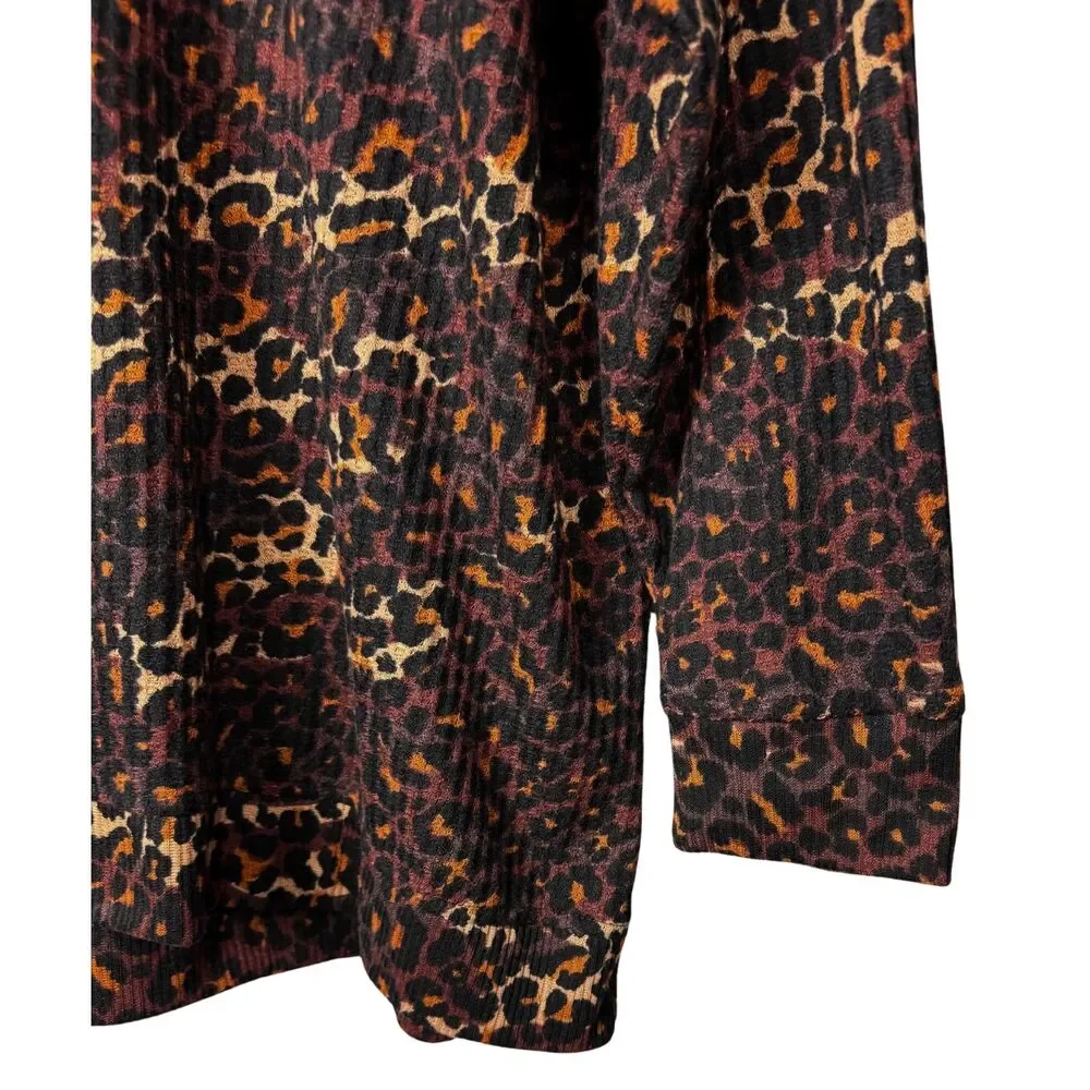 French Laundry Womens‎ Sweater Turtleneck Leopard Buttons Knit 3X Casual Classic